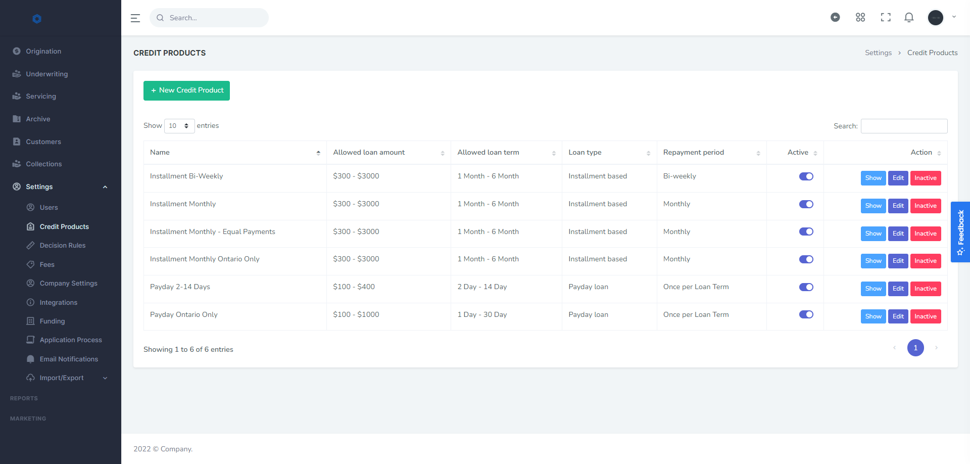Écran de configuration d’AppliedLMS