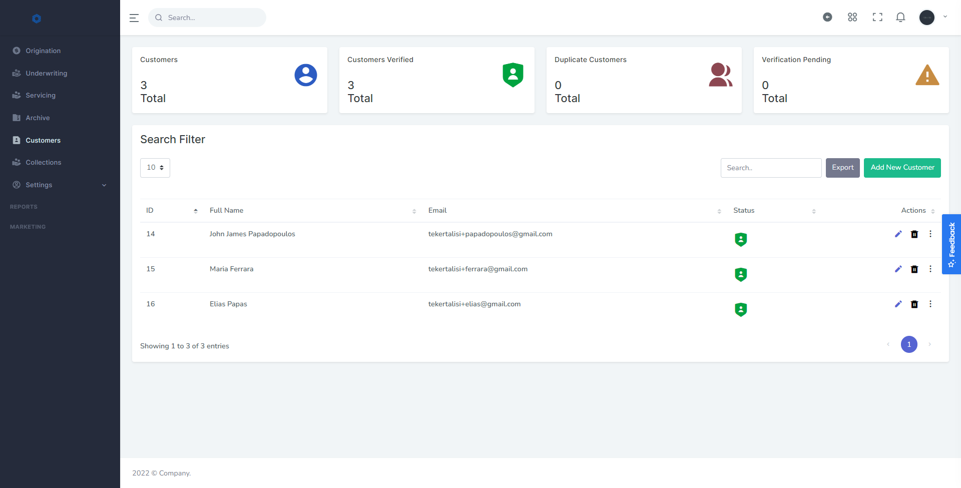 Customer records in AppliedLMS Consumer